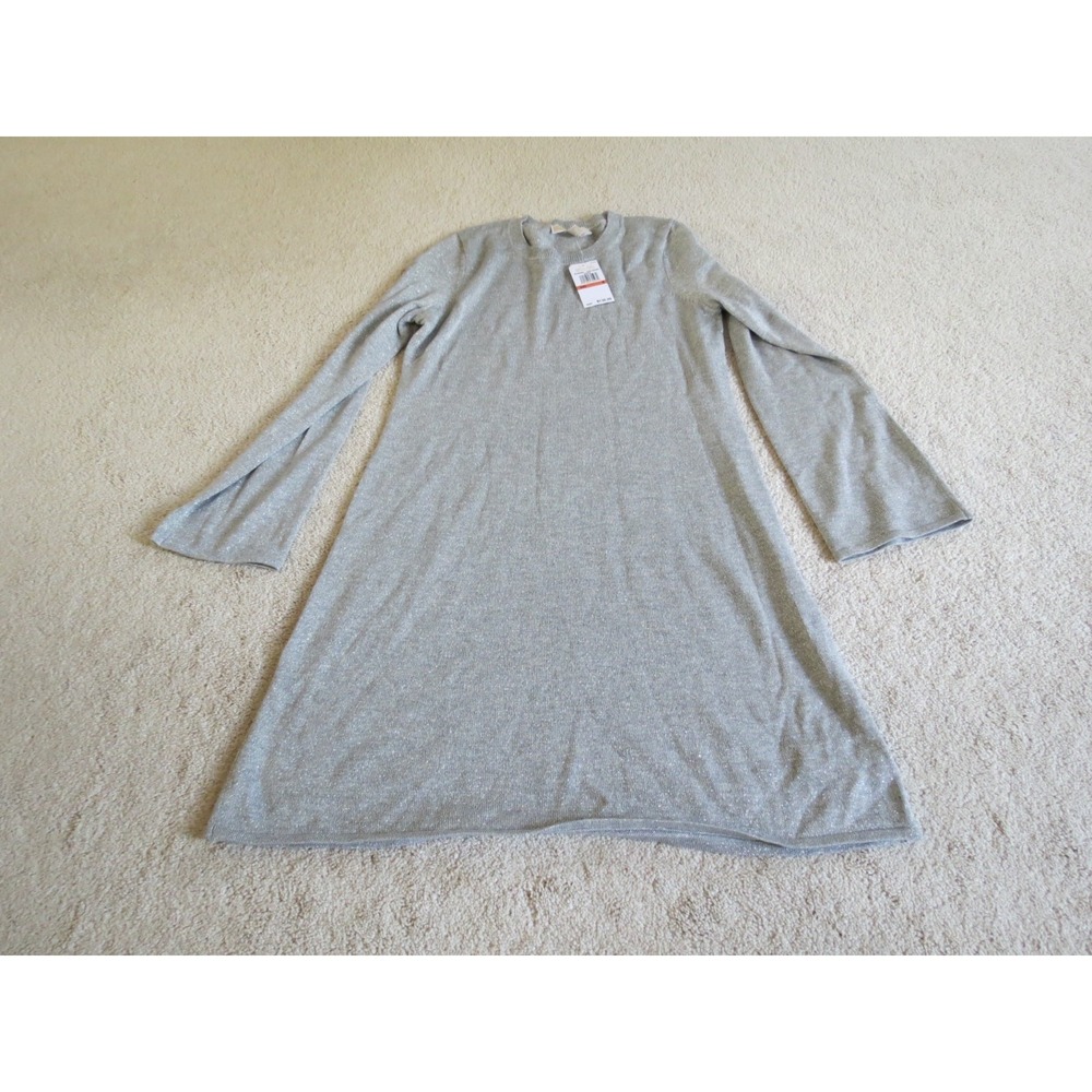 Michael Kors Silver Metallic Shimmer Sweater Dress Small NWT Pearl Heather